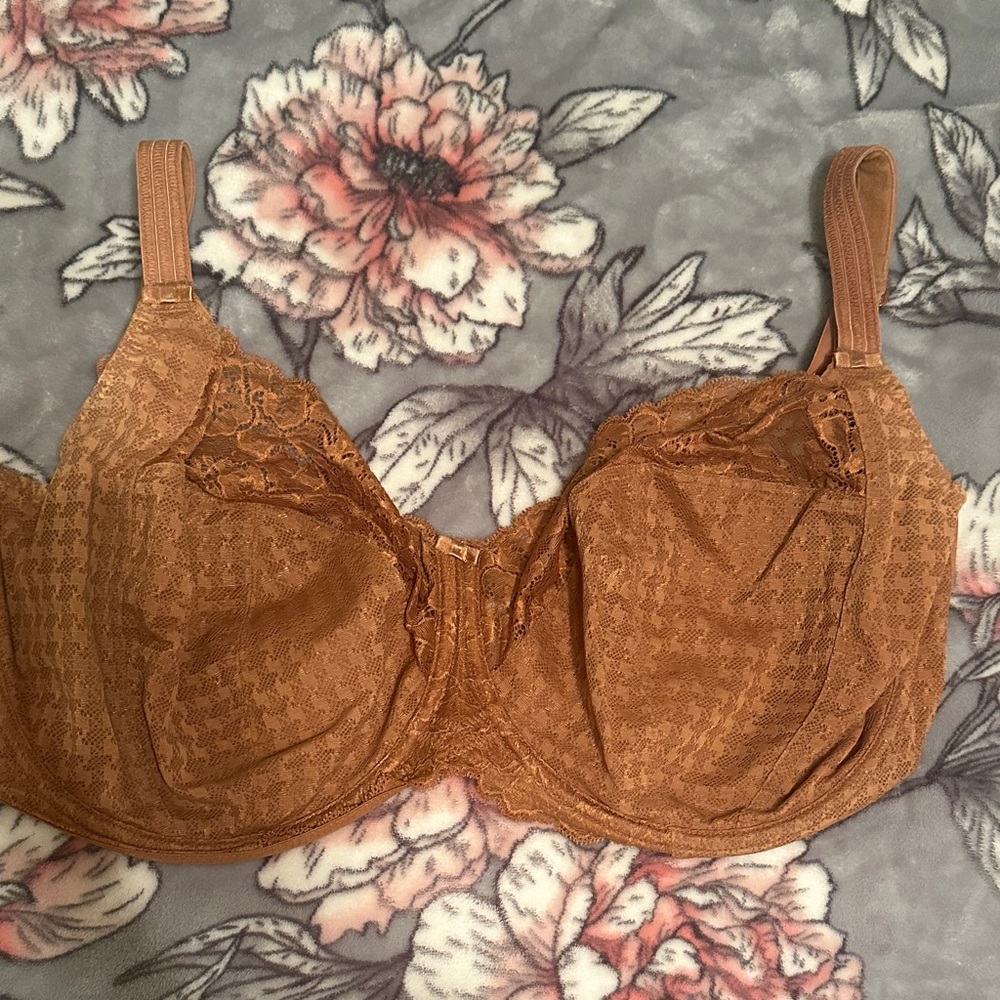 Elegant Lace Women's Bra in Tan